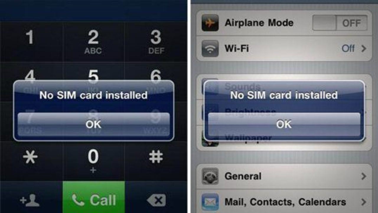 no sim card installed