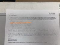The letter about the "cosmetic damage". It voids the warranty, and we can't use it to replace the battery