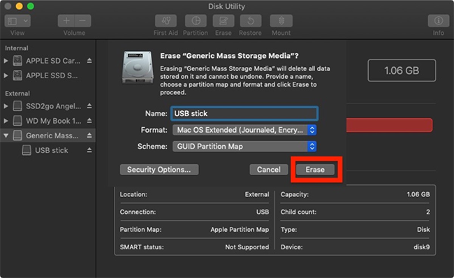 mac os extended journaled encrypted vs capacity