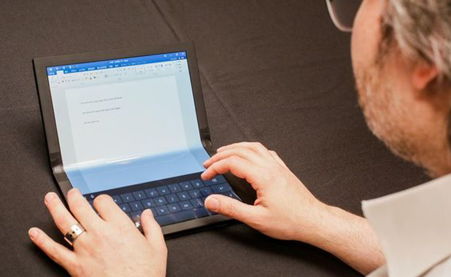 ThinkPad X1 can be used as a laptop with the bottom side working as a keyboard - Foldable Lenovo ThinkPad X1 Prototype
