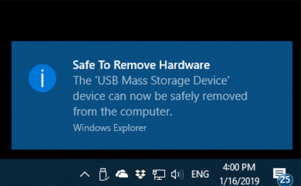 The new feature in the Windows 10 build v1809 cancels the Safe Removal ...