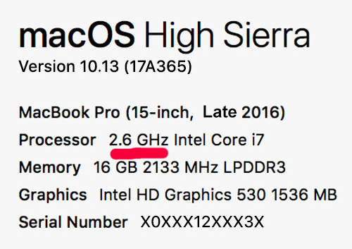What processor speed have my MacBook