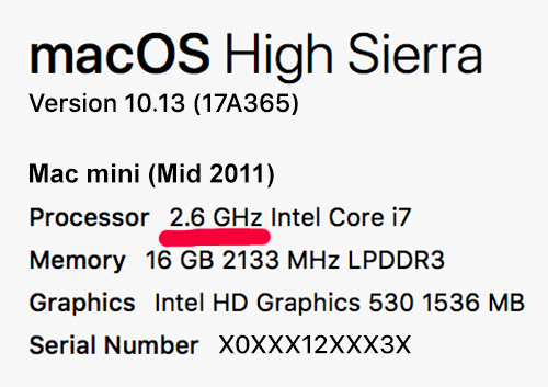 What processor speed have my Mac mini