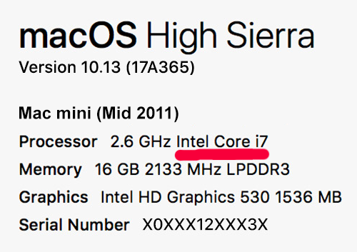 What processor type have my Mac mini