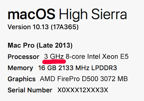 What processor speed have my Mac Pro